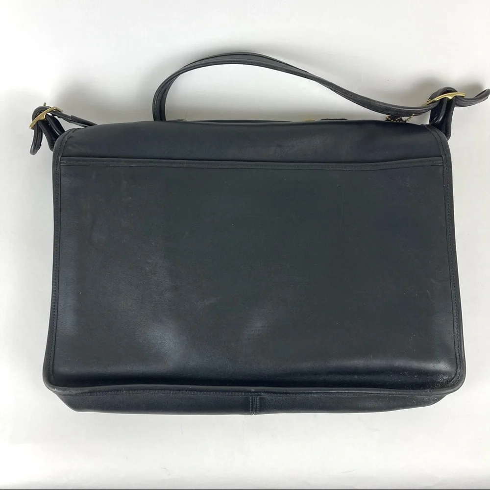 Coach Black Leather Messenger Bag with Gold Hardware - Picture 2 of 9